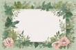 vintage watercolor frame, green leaves and herbs, floral notes paper, aged designs, writing space, perfect for cards, greetings, congratulations, wedding