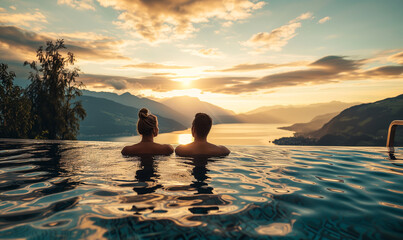 Wall Mural - Blick in die Berge aus dem Pool