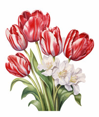 Wall Mural - Women's Day. Greeting card with tulips. Vector illustration.