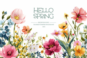 vector watercolor spring banner
