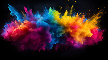 Wall Mural - freeze motion of colored powder explosions isolated on black background