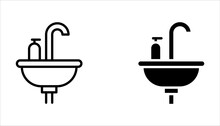 Bathroom sink unit line icon set, outline vector sign, linear style pictogram isolated on white background