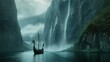 Leinwandbild Motiv Viking Warrior's Epic Adventure: Conquering the Mighty Fjord of Norse Mythology