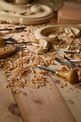 Wall Mural - Various equipment for carpentry, woodworking. Concept woodworking tutorials, articles, or advertisements