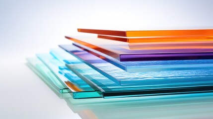 Wall Mural - Laminated glass sheets stack. Decorative colored window material sample