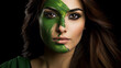 Verdant Enigma, A Whimsical Woman Unveiling the Mysteries of Nature With Green Face Paint