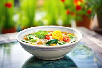 Sticker - summer minestrone, zucchini and tomatoes, bright lighting