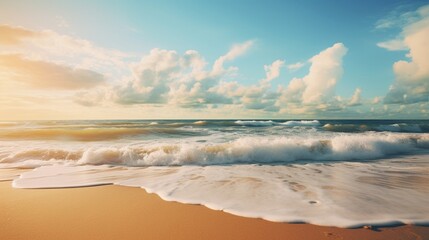Wall Mural - a peaceful beach background with golden sands and rolling ocean waves