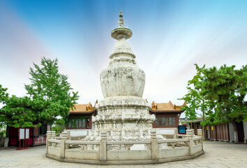 Sticker - The Shengxiang Pagoda is located in Huanghelou Park and was built in 1343. Wuhan, China.