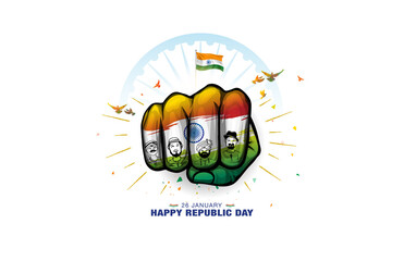 Wall Mural - Cultural diversity and unity in india. Freedom and patriotic post. happy Republic day India creative concept.