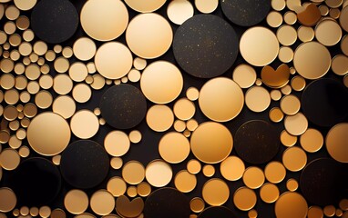 Wall Mural - Abstract paper circles designs gold background texture. generative ai