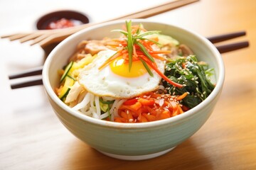 Wall Mural - bowl of bibimbap with colorful vegetable toppings