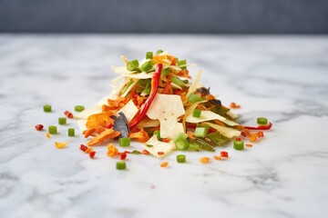 Wall Mural - pile of mixed veg chips on a marble background