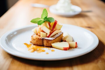 Wall Mural - french toast with apple compote and cinnamon on top