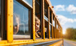 School bus carrying children to high school