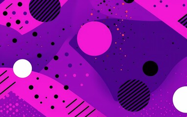 Sticker - purple memphis background with halftone elements and lines. generative ai