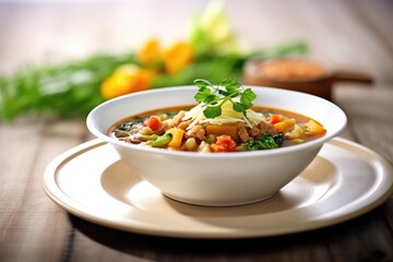 Wall Mural - minestrone soup, variety of beans visible