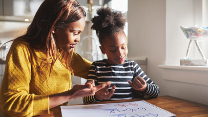 Sticker - Black mom and child doing homework