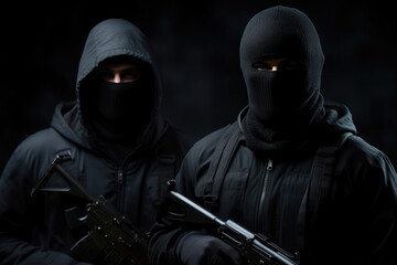 Crime Unleashed: Two Gunmen in a Robbery Stance