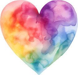 Poster - Watercolor textured rainbow heart isolated element artistic symbol for love card banner decoration