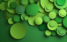 Abstract Paper Circles Design Green Background Texture. Generative Ai