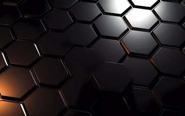 Wall Mural - shiny black hexagon background. generative ai