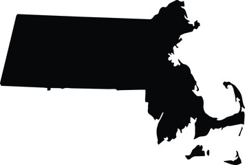 Wall Mural - Black Map of US federal state of Massachusetts