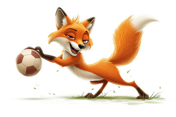 Wall Mural - cartoon fox playing ball