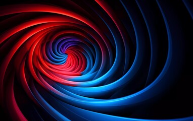 Wall Mural - Spiral abstract illusion graphic design art with geometric shapes of blue and red neon lines. generative ai