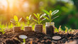 plant growing from coins - concept ESG investment