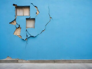 broken of blue wall background texture