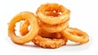 onion rings rolled on a white background 