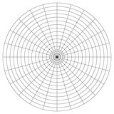 Fototapeta  - Polar coordinate circular grid isolated on white background. 360 degrees scale. Blank polar graph paper. Vector illustration. Mathematical graph. Lined blank on transparent background