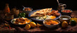 Festive Iftar Party Table Setting for Ramadan Kareem. Arabian Nights Ramadan Iftar Celebration Table