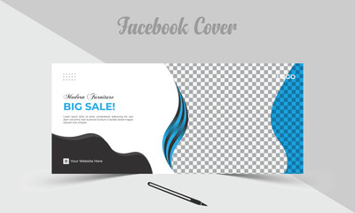 Wall Mural - Modern furniture big sale facebook cover template design for sales promotion 