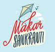 Happy Makar Sankranti festival greeting card. Trendy colored maker sankranti illustration. Clipart of maker sankranti lettering design.
