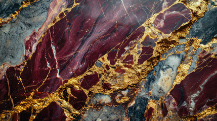 Wall Mural - Luxury abstract marble background with beautiful combination of burgundy and gold