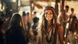 Pretty hippie woman, beautiful young hipster. Concept of youth, freedom and adventure. Cute cheerful teenage lady. attractive female vintage girl.