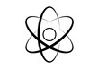 Icono negro de un átomo con sus electrones.