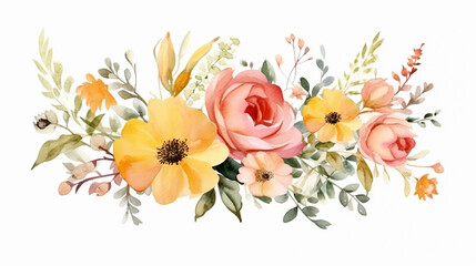  wedding invitation design with beautiful flower garden watercolor