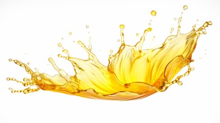 Wall Mural - Beautiful splash of sunflower oil isolated on a white background isolated on white background,
