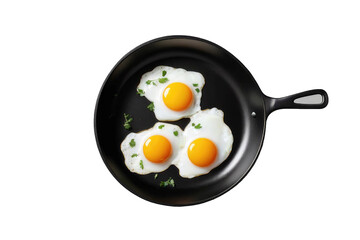 Fried egg isolated on transparent or white background. Top view. Flat lay