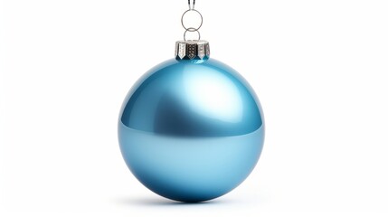 Wall Mural - Blue Christmas bauble on white background isolated on white background,
