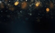 © CostantediHubble - Dark bookeh lights background with soft golden glow. Abstract festive backdrop