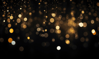 Wall Mural - dark bookeh background with soft focus golden lights. festive abstract wallpaper