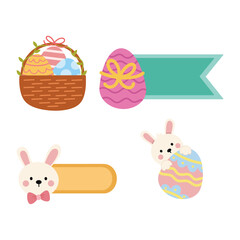 Wall Mural - set Cute easter bunny vector illustration