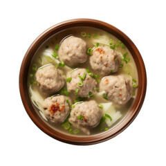 Wall Mural - Bowl of delicious bakso on transparent background