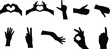 group of various hand pose in silhouette illustration