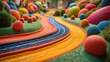 Colorful toy tracks creating a vibrant and imaginative play landscape.