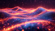 © BotStarter/Peopleimages - AI - Abstract particles, futuristic background and glow with wave surface, wallpaper and smooth designs for digital art, creativity and information technology in elegant style and glossy smooth curves